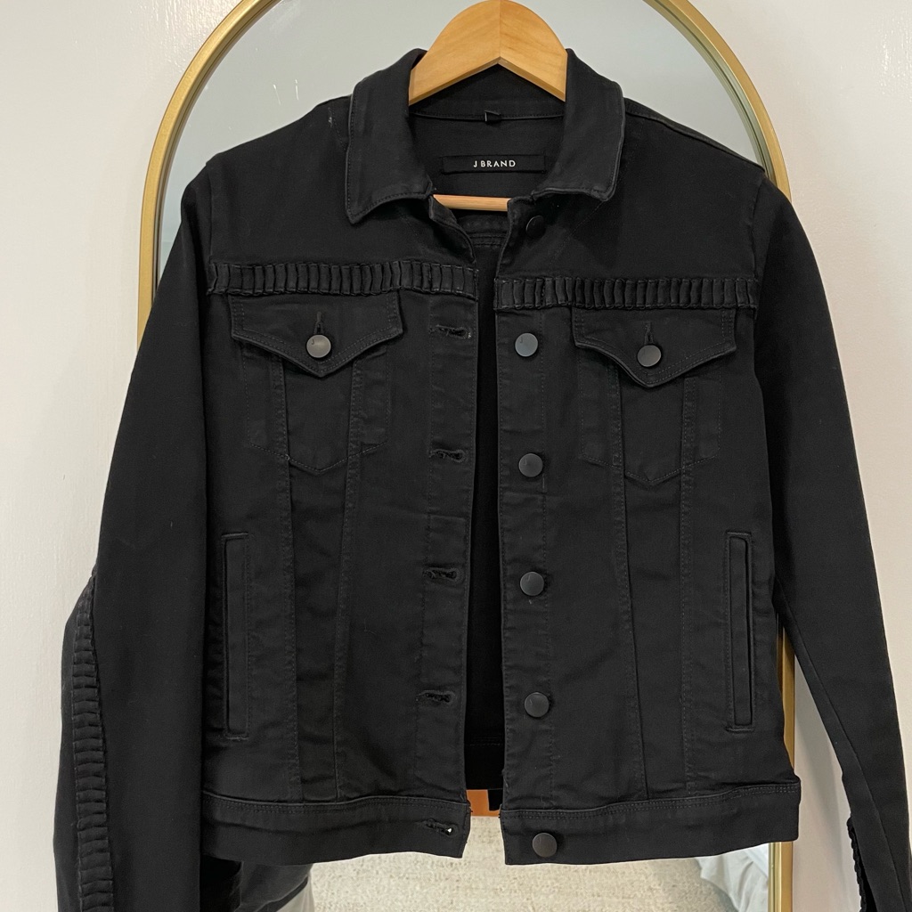 J Brand Black Denim Jacket W Stitched Detail